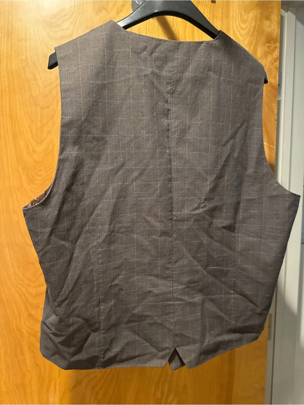 Fossil Brown Plaid Men's Dress Vest with Copper Lining